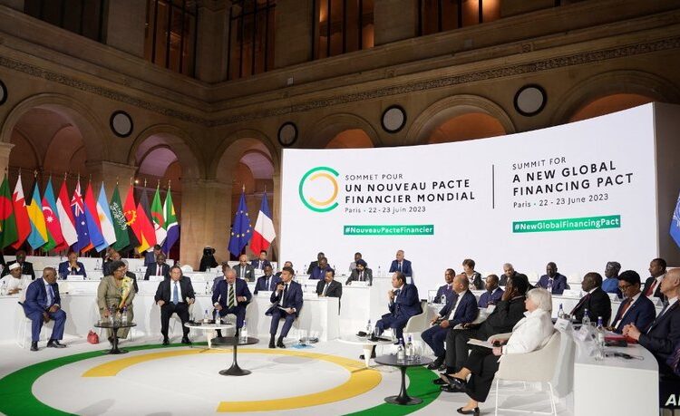 World leaders and finance leaders attend the closing session of the New Global Financial Pact Summit, in Paris on June 23, 2023. (Photo by Lewis Joly / POOL / AFP)